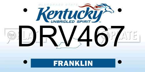 DRV467 Kentucky License Plate