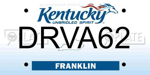 DRVA62 Kentucky License Plate