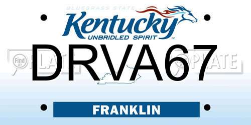 DRVA67 Kentucky License Plate