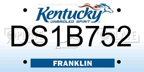 DS1B752 Kentucky License Plate