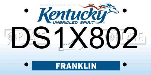 DS1X802 Kentucky License Plate