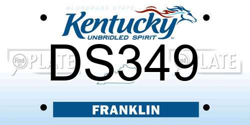 DS349 Kentucky License Plate