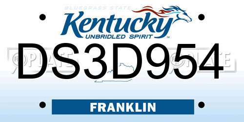 DS3D954 Kentucky License Plate