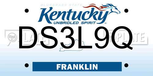 DS3L9Q Kentucky License Plate