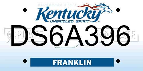 DS6A396 Kentucky License Plate