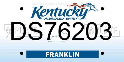 DS76203 Kentucky License Plate