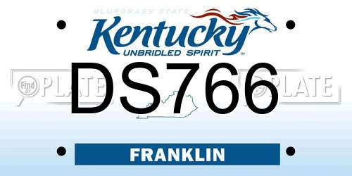 DS766 Kentucky License Plate