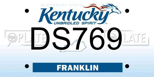 DS769 Kentucky License Plate