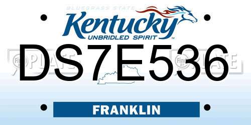 DS7E536 Kentucky License Plate