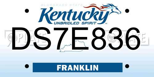 DS7E836 Kentucky License Plate