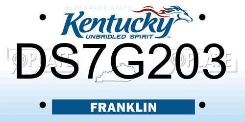 DS7G203 Kentucky License Plate