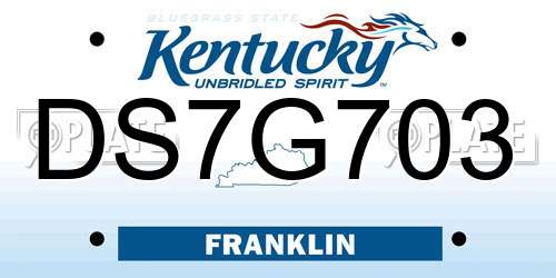 DS7G703 Kentucky License Plate
