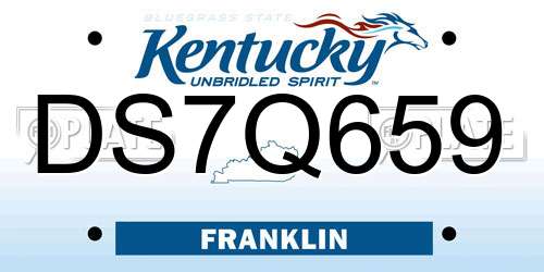 DS7Q659 Kentucky License Plate