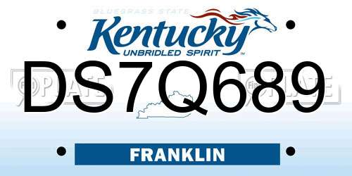 DS7Q689 Kentucky License Plate