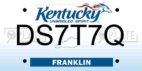 DS7T7Q Kentucky License Plate