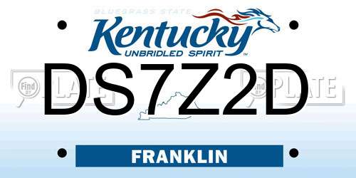 DS7Z2D Kentucky License Plate