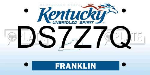 DS7Z7Q Kentucky License Plate