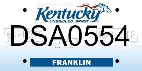 DSA0554 Kentucky License Plate