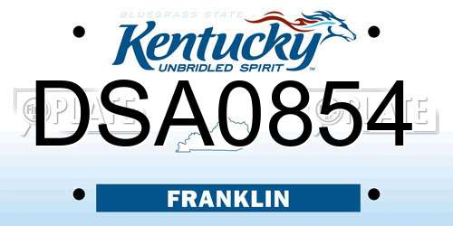 DSA0854 Kentucky License Plate