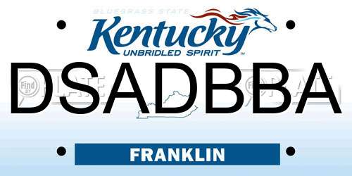 DSADBBA Kentucky License Plate