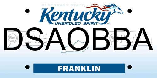 DSAOBBA Kentucky License Plate