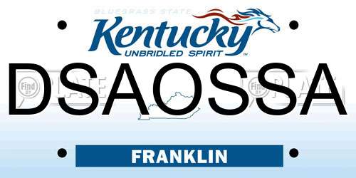 DSAOSSA Kentucky License Plate
