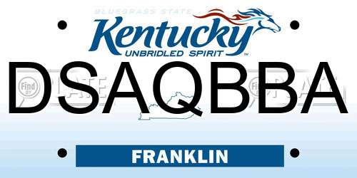 DSAQBBA Kentucky License Plate