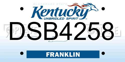 DSB4258 Kentucky License Plate