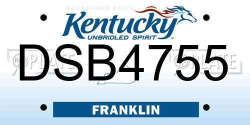 DSB4755 Kentucky License Plate