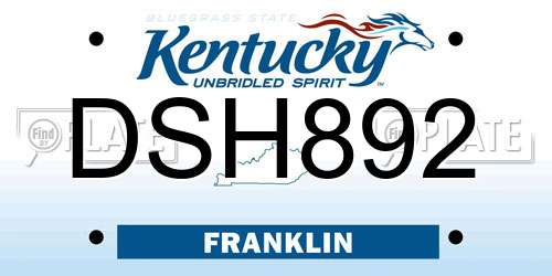 DSH892 Kentucky License Plate