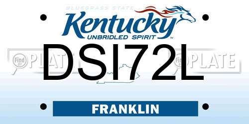 DSI72L Kentucky License Plate