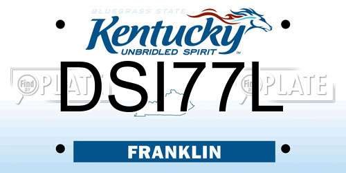 DSI77L Kentucky License Plate