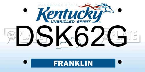 DSK62G Kentucky License Plate