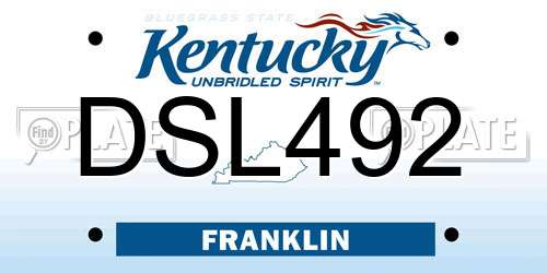 DSL492 Kentucky License Plate