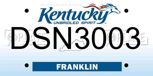 DSN3003 Kentucky License Plate
