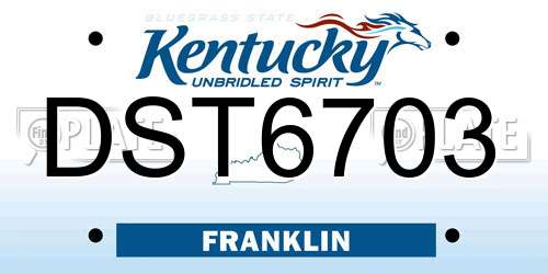 DST6703 Kentucky License Plate