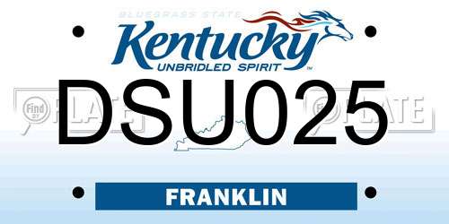 DSU025 Kentucky License Plate