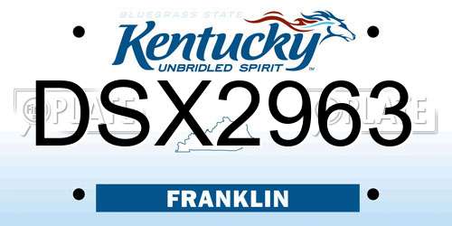 DSX2963 Kentucky License Plate