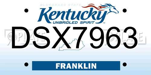 DSX7963 Kentucky License Plate