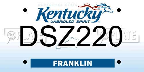 DSZ220 Kentucky License Plate