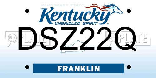 DSZ22Q Kentucky License Plate