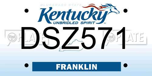 DSZ571 Kentucky License Plate