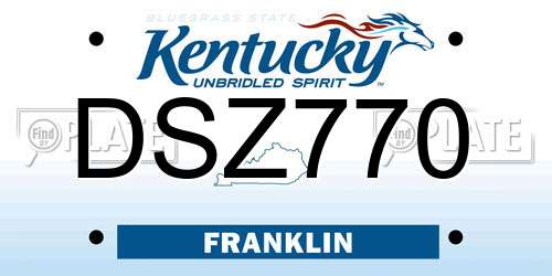 DSZ770 Kentucky License Plate