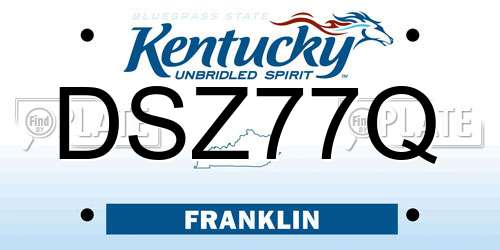 DSZ77Q Kentucky License Plate