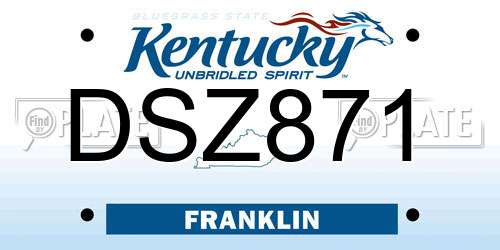 DSZ871 Kentucky License Plate