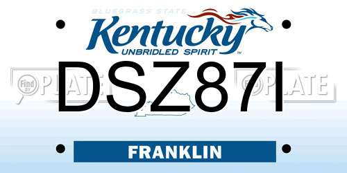 DSZ87I Kentucky License Plate
