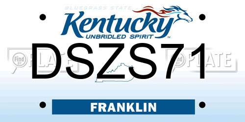 DSZS71 Kentucky License Plate