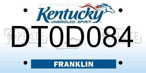 DT0D084 Kentucky License Plate