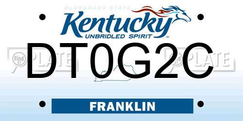 DT0G2C Kentucky License Plate