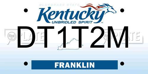 DT1T2M Kentucky License Plate